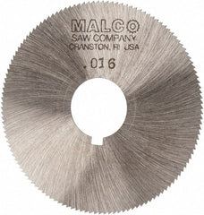 Made in USA - 2-1/4" Diam x 0.016" Blade Thickness x 5/8" Arbor Hole Diam, 132 Tooth Slitting and Slotting Saw - Arbor Connection, Right Hand, Uncoated, High Speed Steel, Concave Ground, Contains Keyway - Exact Tooling