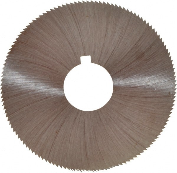 Made in USA - 2-1/4" Diam x 0.018" Blade Thickness x 5/8" Arbor Hole Diam, 132 Tooth Slitting and Slotting Saw - Arbor Connection, Right Hand, Uncoated, High Speed Steel, Concave Ground, Contains Keyway - Exact Tooling