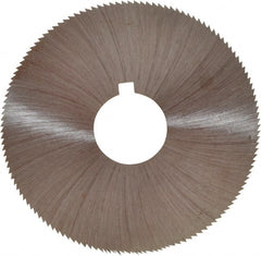 Made in USA - 2-1/4" Diam x 0.018" Blade Thickness x 5/8" Arbor Hole Diam, 132 Tooth Slitting and Slotting Saw - Arbor Connection, Right Hand, Uncoated, High Speed Steel, Concave Ground, Contains Keyway - Exact Tooling