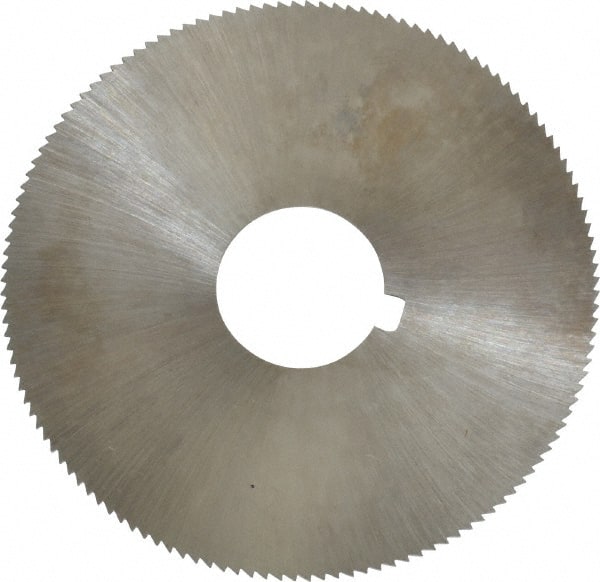 Made in USA - 2-1/4" Diam x 0.025" Blade Thickness x 5/8" Arbor Hole Diam, 132 Tooth Slitting and Slotting Saw - Arbor Connection, Right Hand, Uncoated, High Speed Steel, Concave Ground, Contains Keyway - Exact Tooling