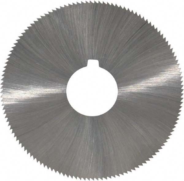 Made in USA - 2-1/4" Diam x 0.028" Blade Thickness x 5/8" Arbor Hole Diam, 132 Tooth Slitting and Slotting Saw - Arbor Connection, Right Hand, Uncoated, High Speed Steel, Concave Ground, Contains Keyway - Exact Tooling