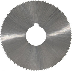Made in USA - 2-1/4" Diam x 0.028" Blade Thickness x 5/8" Arbor Hole Diam, 132 Tooth Slitting and Slotting Saw - Arbor Connection, Right Hand, Uncoated, High Speed Steel, Concave Ground, Contains Keyway - Exact Tooling