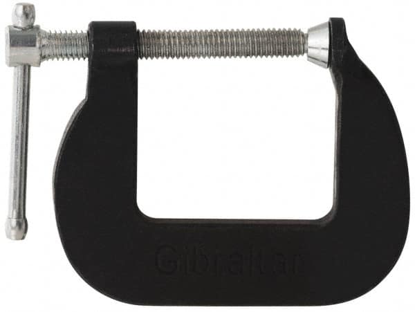 Gibraltar - Light-Duty 1-1/2" Max Opening, 1-1/2" Throat Depth, Cast Iron Standard C-Clamp - 850 Lb Capacity, 0" Min Opening, Standard Throat Depth - Exact Tooling