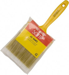 Wooster Brush - 4" Flat Synthetic General Purpose Paint Brush - 3-3/16" Bristle Length, 5-5/8" Plastic Fluted Handle - Exact Tooling