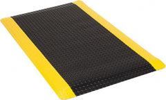 Wearwell - 5' Long x 3' Wide, Dry Environment, Anti-Fatigue Matting - Black with Yellow Borders, Vinyl with Urethane Sponge Base, Beveled on 4 Sides - Exact Tooling