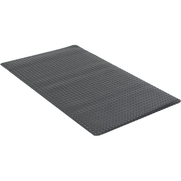 Wearwell - 5' Long x 3' Wide, Dry Environment, Anti-Fatigue Matting - Black, Vinyl with Urethane Sponge Base, Beveled on 4 Sides - Exact Tooling