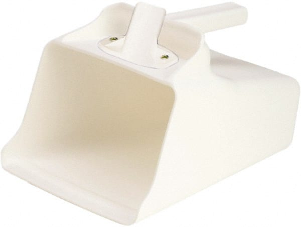 Remco - 128 oz White Polypropylene Flat Bottom Scoop - 8.7" Wide x 7.3" Deep Bowl, 11" OAL - Exact Tooling