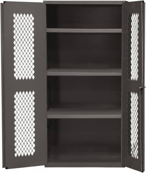 Durham - 2 Shelf Locking Storage Cabinet - Steel, 36" Wide x 18" Deep x 48" High, Gray - Exact Tooling
