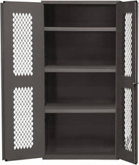 Durham - 2 Shelf Locking Storage Cabinet - Steel, 36" Wide x 18" Deep x 48" High, Gray - Exact Tooling