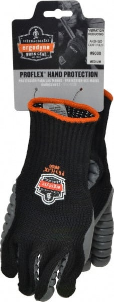 Ergodyne - Size M (8) Cotton/Nylon Anti-Vibration/Impact Protection Work Gloves - For General Purpose, Uncoated, Elastic Band Cuff, Full Fingered, Black, Paired - Exact Tooling