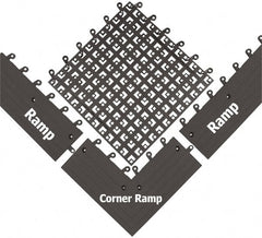 Wearwell - 18" Long x 18" Wide x 7/8" Thick, Anti-Fatigue Modular Matting Open Grid - Male & Female, 4 Interlocking Sides, Charcoal, For Dry & Wet Areas, Series 558 - Exact Tooling
