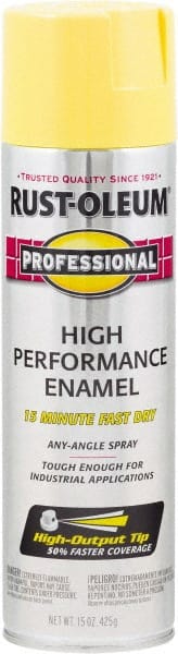 Rust-Oleum - Safety Yellow, Gloss, Rust Proof Enamel Spray Paint - 14 Sq Ft per Can, 15 oz Container, Use on Multipurpose - Exact Tooling