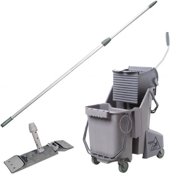 Unger - 32 Qt Plastic Bucket & Wringer - 21" Long x 20" High x 15" Wide, Gray - Exact Tooling