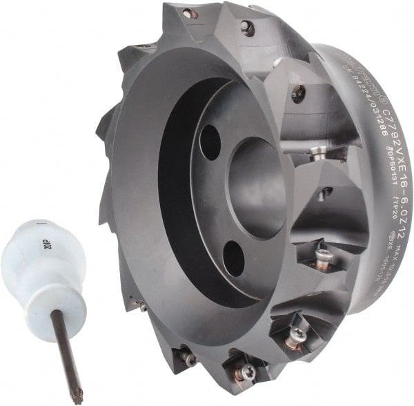 Kennametal - 6" Cut Diam, 0.138" Max Depth, 1-1/2" Arbor Hole, 12 Inserts, XE 16 Insert Style, Indexable Copy Face Mill - C7792VXE16-6.0Z12 Cutter Style, 2.48" High, Series 7792 - Exact Tooling
