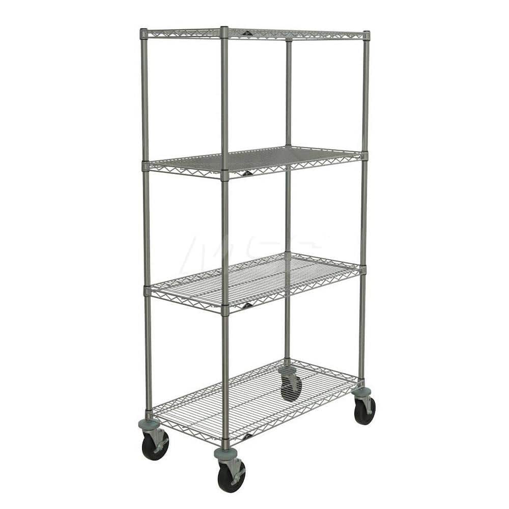 Metro - Carts; Type: Wire ; Load Capacity (Lb.): 600.000 ; Number of Shelves: 4 ; Width (Inch): 20-3/16 ; Length (Inch): 38 ; Height (Inch): 67-7/8 - Exact Tooling
