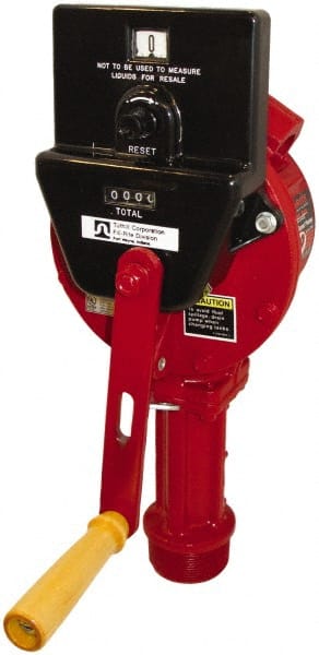 Tuthill - 3/4" Outlet, Cast Aluminum Hand Operated Rotary Pump - 12.8 oz per Stroke, 24" OAL, For Gasoline, Diesel Fuel, Lightweight Oil & Kerosene - Exact Tooling
