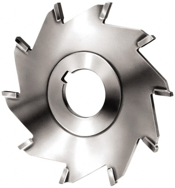 Made in USA - 6" Diam x 3/16" Blade Thickness x 1-1/4" Arbor Hole Diam, 8 Tooth Slitting and Slotting Saw - Arbor Connection, Right Hand, Uncoated, Carbide-Tipped, Contains Keyway - Exact Tooling