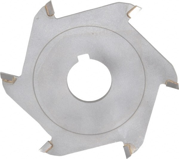 Made in USA - 4" Diam x 3/32" Blade Thickness x 1" Arbor Hole Diam, 6 Tooth Slitting and Slotting Saw - Arbor Connection, Right Hand, Uncoated, Carbide-Tipped, Contains Keyway - Exact Tooling