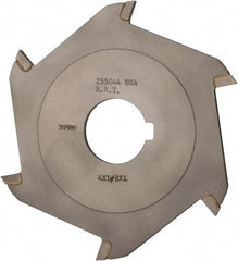 Made in USA - 4" Diam x 1/8" Blade Thickness x 1" Arbor Hole Diam, 6 Tooth Slitting and Slotting Saw - Arbor Connection, Right Hand, Uncoated, Carbide-Tipped, Contains Keyway - Exact Tooling