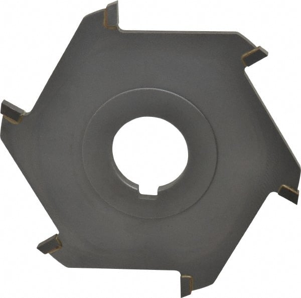 Made in USA - 4" Diam x 3/16" Blade Thickness x 1" Arbor Hole Diam, 6 Tooth Slitting and Slotting Saw - Arbor Connection, Right Hand, Uncoated, Carbide-Tipped, Contains Keyway - Exact Tooling