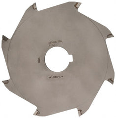 Made in USA - 6" Diam x 1/8" Blade Thickness x 1-1/4" Arbor Hole Diam, 8 Tooth Slitting and Slotting Saw - Arbor Connection, Right Hand, Uncoated, Carbide-Tipped, Contains Keyway - Exact Tooling