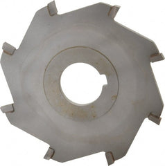 Made in USA - 4" Diam x 3/16" Blade Thickness x 1" Arbor Hole Diam, 8 Tooth Slitting and Slotting Saw - Arbor Connection, Right Hand, Uncoated, Carbide-Tipped, Contains Keyway - Exact Tooling
