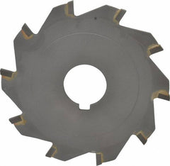 Made in USA - 4" Diam x 1/8" Blade Thickness x 1" Arbor Hole Diam, 10 Tooth Slitting and Slotting Saw - Arbor Connection, Right Hand, Uncoated, Carbide-Tipped, Contains Keyway - Exact Tooling