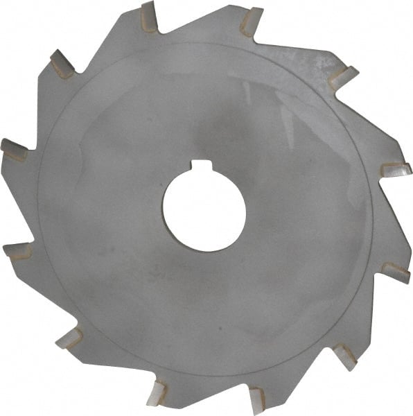 Made in USA - 5" Diam x 3/32" Blade Thickness x 1" Arbor Hole Diam, 12 Tooth Slitting and Slotting Saw - Arbor Connection, Right Hand, Uncoated, Carbide-Tipped, Contains Keyway - Exact Tooling