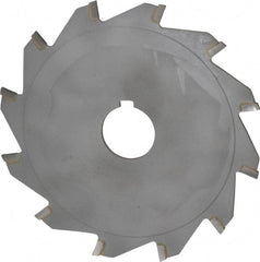 Made in USA - 5" Diam x 3/32" Blade Thickness x 1" Arbor Hole Diam, 12 Tooth Slitting and Slotting Saw - Arbor Connection, Right Hand, Uncoated, Carbide-Tipped, Contains Keyway - Exact Tooling