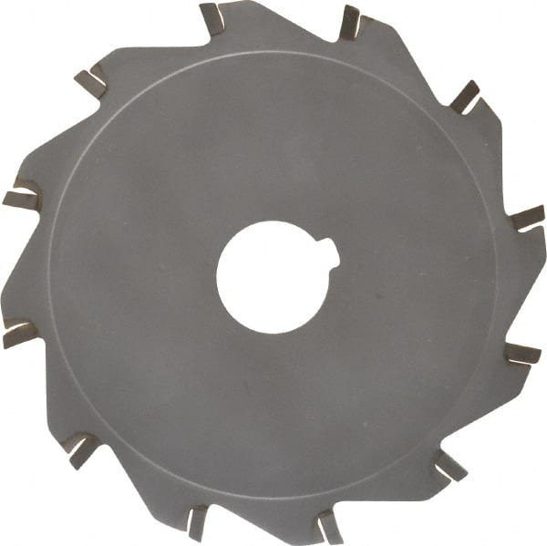 Made in USA - 5" Diam x 1/8" Blade Thickness x 1" Arbor Hole Diam, 12 Tooth Slitting and Slotting Saw - Arbor Connection, Right Hand, Uncoated, Carbide-Tipped, Contains Keyway - Exact Tooling