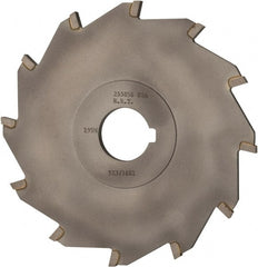 Made in USA - 5" Diam x 3/16" Blade Thickness x 1" Arbor Hole Diam, 12 Tooth Slitting and Slotting Saw - Arbor Connection, Right Hand, Uncoated, Carbide-Tipped, Contains Keyway - Exact Tooling