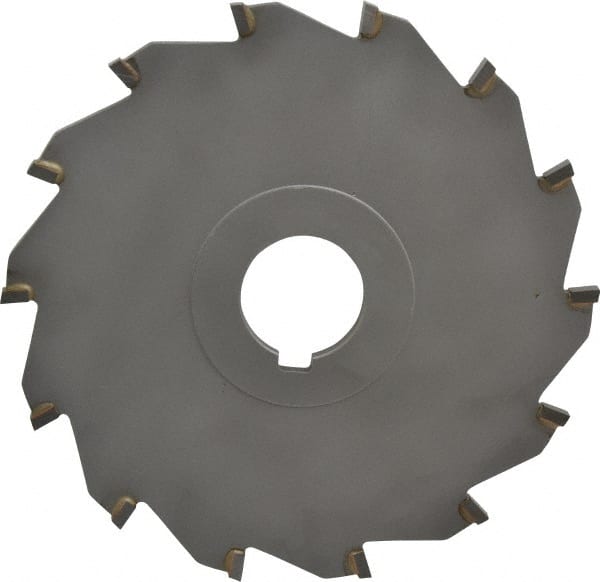 Made in USA - 6" Diam x 1/4" Blade Thickness x 1-1/4" Arbor Hole Diam, 14 Tooth Slitting and Slotting Saw - Arbor Connection, Right Hand, Uncoated, Carbide-Tipped, Contains Keyway - Exact Tooling