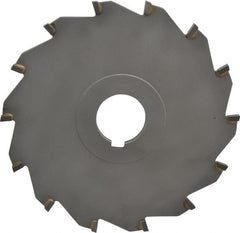 Made in USA - 6" Diam x 1/4" Blade Thickness x 1-1/4" Arbor Hole Diam, 14 Tooth Slitting and Slotting Saw - Arbor Connection, Right Hand, Uncoated, Carbide-Tipped, Contains Keyway - Exact Tooling