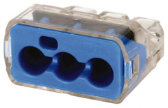 Ideal - 3 Port, 14 to 10 AWG Compatible, Push-In Wire Connector - 0.78" OAL x 0.086" OAW x 0.45" OAH, Blue - Exact Tooling