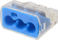 Ideal - 3 Port, 14 to 10 AWG Compatible, Push-In Wire Connector - 0.78" OAL x 0.086" OAW x 0.45" OAH, Blue - Exact Tooling