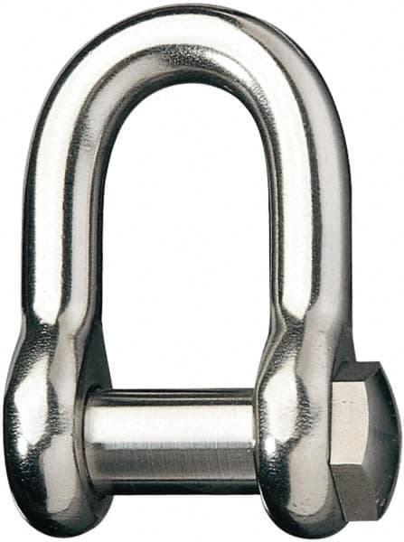 Ronstan - 5/8" Nominal Chain Size, 12.125 Ton Stainless Steel Screw D Shackle - 5/8" Diam, 5/8" Pin Diam, 1-27/32" High Inside Jaw, 1" Inside Width, 3/4" Max Body Thickness - Exact Tooling