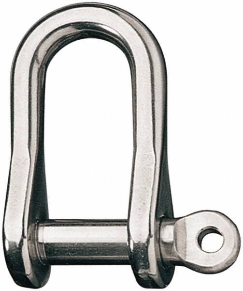 Ronstan - 3/8" Nominal Chain Size, 4 Ton Stainless Steel Screw D Shackle - 3/8" Diam, 3/8" Pin Diam, 1-1/2" High Inside Jaw, 21/32" Inside Width, 7/8" Max Body Thickness - Exact Tooling
