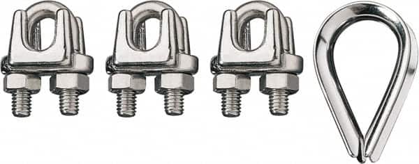Ronstan - 3/16" Wire Rope Thimble Clip Kit - 316 Stainless Steel, Electropolished - Exact Tooling