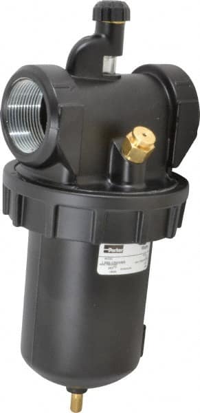 Parker - 1-1/2 NPT Port, 250 Max psi, Heavy-Duty Lubricator - Zinc Bowl with Sight Glass, Cast Aluminum Body, 400 CFM, 150°F Max, 4.97" Wide x 11.03" High - Exact Tooling
