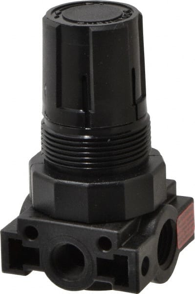 Parker - 1/4 NPT Port, Plastic Miniature Regulator - 0 to 60 psi Range, 150 Max psi Supply Pressure, 1/8" Gauge Port Thread, 1.6" Wide x 3.1" High - Exact Tooling