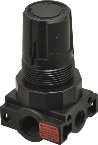 Parker - 1/4 NPT Port, Plastic Miniature Regulator - 0 to 25 psi Range, 150 Max psi Supply Pressure, 1/8" Gauge Port Thread, 1.6" Wide x 3.1" High - Exact Tooling