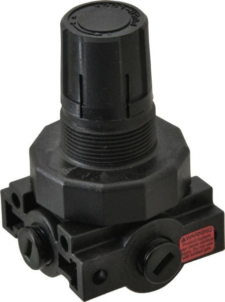 Parker - 1/4 NPT Port, Plastic Miniature Regulator - 0 to 125 psi Range, 150 Max psi Supply Pressure, 1/4" Gauge Port Thread, 2.06" Wide x 3.43" High - Exact Tooling