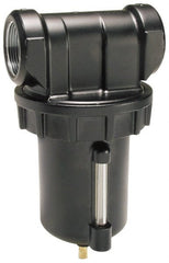 Parker - 1" Port, 8.8" High x 4.9" Wide Heavy Duty Filter with Zinc Bowl, Manual Drain - 240 SCFM, 250 Max psi, 150°F Max Temp, 16 oz Bowl Capacity - Exact Tooling