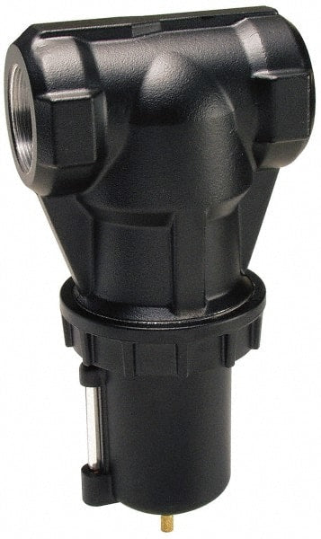 Parker - 2" Port, 4.9" High x 6.3" Wide Heavy Duty Filter with Zinc Bowl, Automatic Drain - 1,200 SCFM, 250 Max psi, 150°F Max Temp, 16 oz Bowl Capacity - Exact Tooling