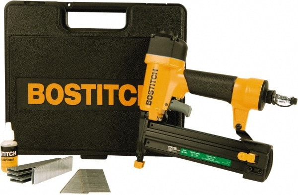 Stanley Bostitch - 5/8 to 1-5/8" Brad Length & 1/2 to 1-1/2" Staple Length, 18 Gauge Staple Gun/Brad Air Nailer - 70 to 100 psi - Exact Tooling