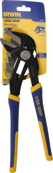 Irwin - 12" OAL, 2-3/4" Jaw Length, Groovelock Pliers - Serrated Jaw, Straight Head, ProTouch Handles - Exact Tooling