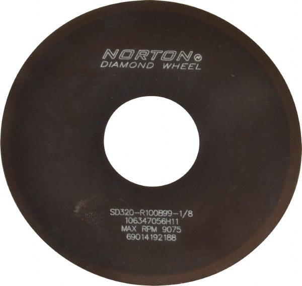 Norton - 4" Diam x 1-1/4" Hole x 0.02" Thick, 320 Grit Surface Grinding Wheel - Diamond, Type 1A1, Extra Fine Grade, Resinoid Bond - Exact Tooling