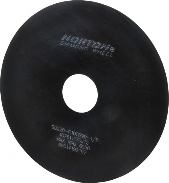 Norton - 6" Diam x 1-1/4" Hole x 1/32" Thick, 220 Grit Surface Grinding Wheel - Diamond, Type 1A1, Very Fine Grade, Resinoid Bond - Exact Tooling