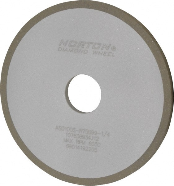 Norton - 6" Diam x 1-1/4" Hole x 1/4" Thick, 100 Grit Surface Grinding Wheel - Diamond, Type 1A1, Fine Grade, Resinoid Bond - Exact Tooling