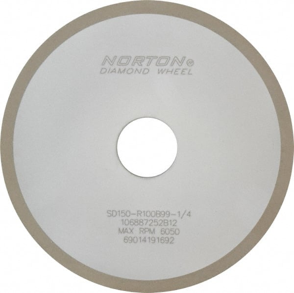 Norton - 6" Diam x 1-1/4" Hole x 1/4" Thick, 150 Grit Surface Grinding Wheel - Diamond, Type 1A1, Very Fine Grade, Resinoid Bond - Exact Tooling